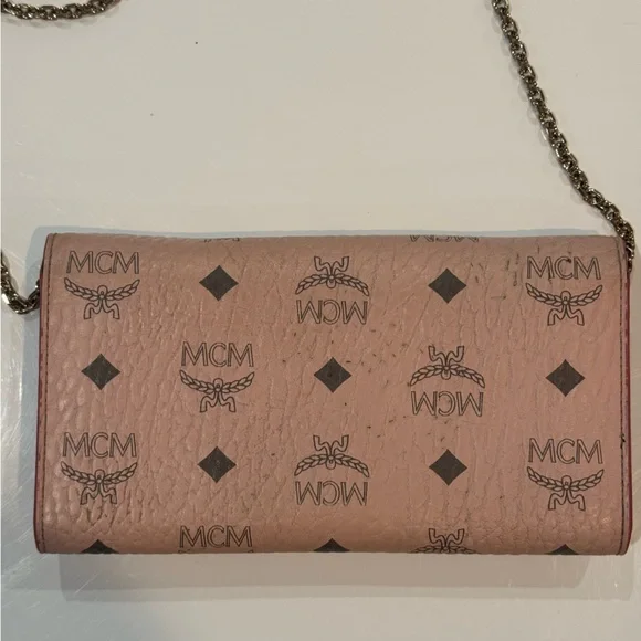 **SOLD**MCM PINK FLAP WALLET WITH CROSSBODY CHAIN - Picture 7 of 10